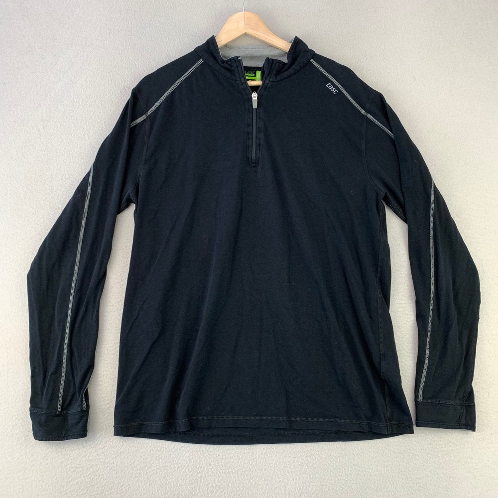 tasc Performance Bamboo 1/4 Zip Pullover Mens Large Black Lightweight Hiking Gym